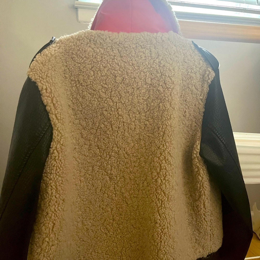 Peter Som Faux Leather Shearling Moto Jacket - Picture 8 of 8